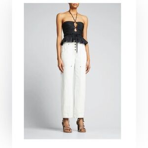 ULLA JOHNSON Angelina Peplum Halter top~ black